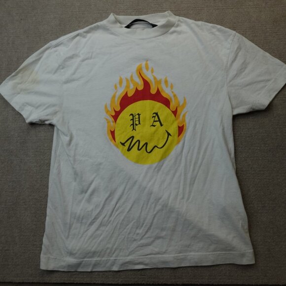 Palm Angels Shirt Small White Smiley Collection Double Sided - Picture 1 of 14